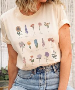 Wildflower Shirt | Cottagecore Shirt | Womens Wildflowers Graphic Shirt | Vintage Botanical Flower Shirt | Boho Botanical Chart T-shirt