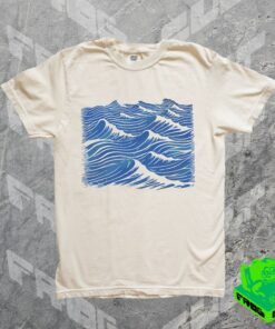 Vintage Ocean Sea Shirt, 90s Screen Print Waves Style Graphic Tee, Coastal Beach Sailing Tshirt, Surfer Gift Shirt, Him, Her