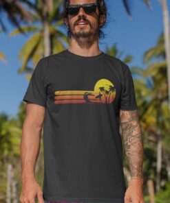 Surfing T-shirt, Retro Sunset Tee, Vintage Surfer Shirt, Beach Gift T Shirt, Wave Tshirt for Men