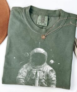 Vintage Astronaut Space Graphic Shirt | Retro Illustrated Spaceman Tee | Aesthetic Top | Astronomy Lover Gift