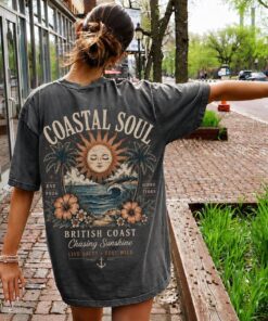 Coastal Soul Oversized T-Shirt, Vintage Beach Graphic Tee, British Coast Shirt, Summer Holiday Shirt, Retro Unisex Gif