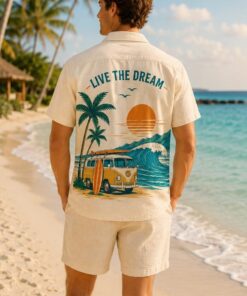 Surf Life Hawaiian Shirt, Retro Beach Button Up Shirt, Vintage Tropical Camp Collar Shirt, Summer Vacation Shirt, Resort Wear for Men