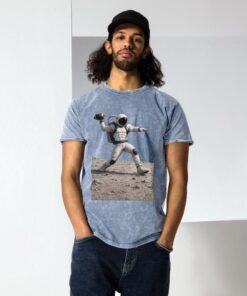 Astronaut Throwing Football T-Shirt | American Football Graphic Tee | Space Quarterback Shirt | Sports Fan Gift | Cosmic Athlete Apparel