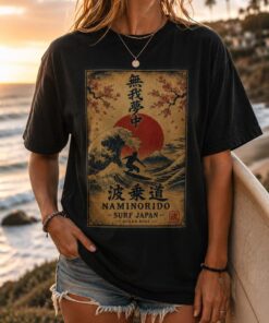 Japanese Surfing Shirt, Wave Mt Fuji Graphic Tee, Ocean Soul Surf Art
